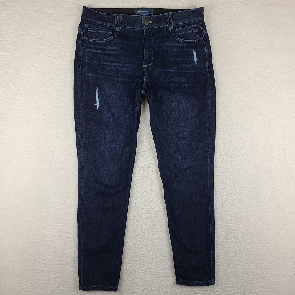 Democracy Jeans Womens 16 Blue Ab Solution Skinny Ankle Distress Dark Wash Denim